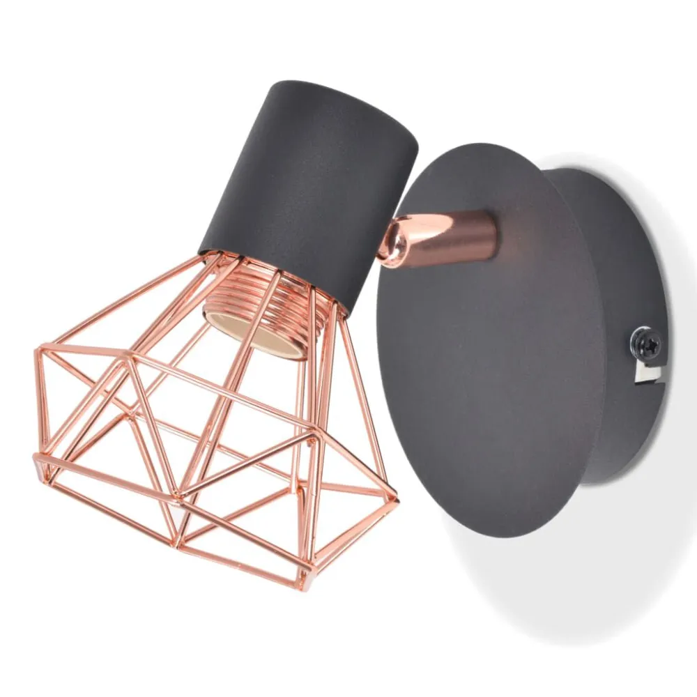 Candeeiro de parede 2 pcs E14 preto e cobre vidaXL