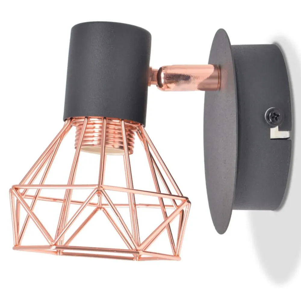 Candeeiro de parede 2 pcs E14 preto e cobre vidaXL