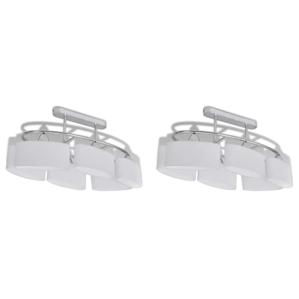 Candeeiro teto com abajures de vidro elipsoides 2 pcs E14 vidaXL