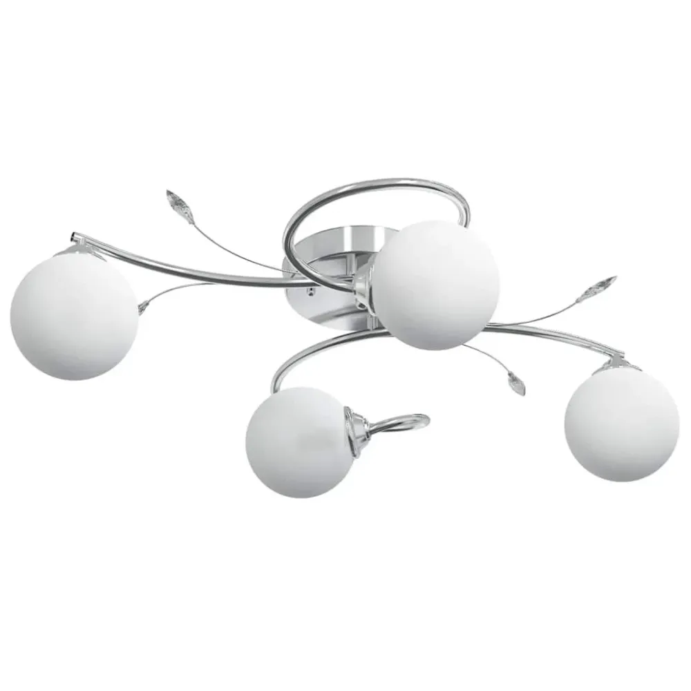 Candeeiro teto com abajures vidro redondos para 4 lâmpadas LED G9 vidaXL