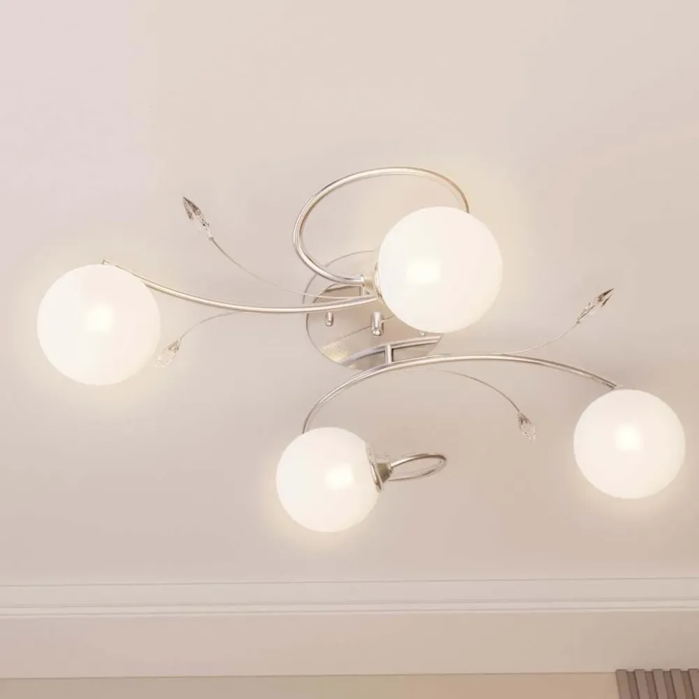 Candeeiro teto com abajures vidro redondos para 4 lâmpadas LED G9 vidaXL