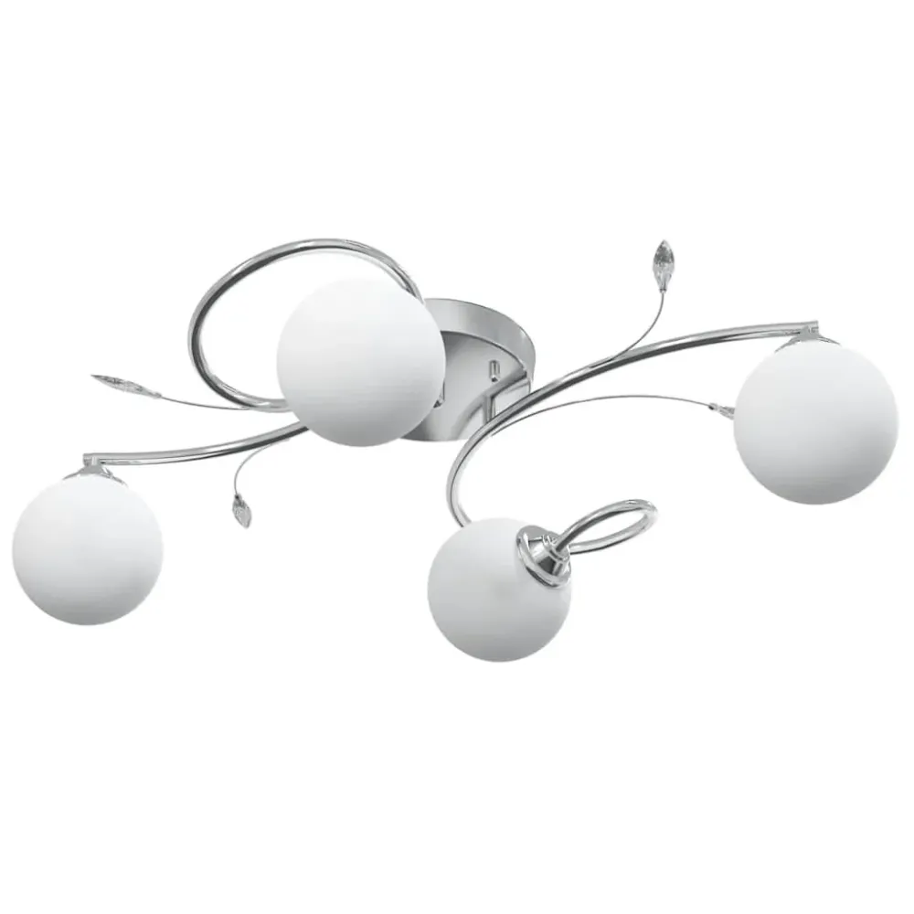 Candeeiro teto com abajures vidro redondos para 4 lâmpadas LED G9 vidaXL