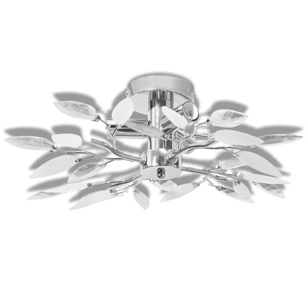 Lâmpada teto com folhas de acrílico e cristal branco & transparente vidaXL