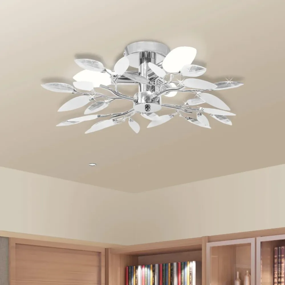 Lâmpada teto com folhas de acrílico e cristal branco & transparente vidaXL