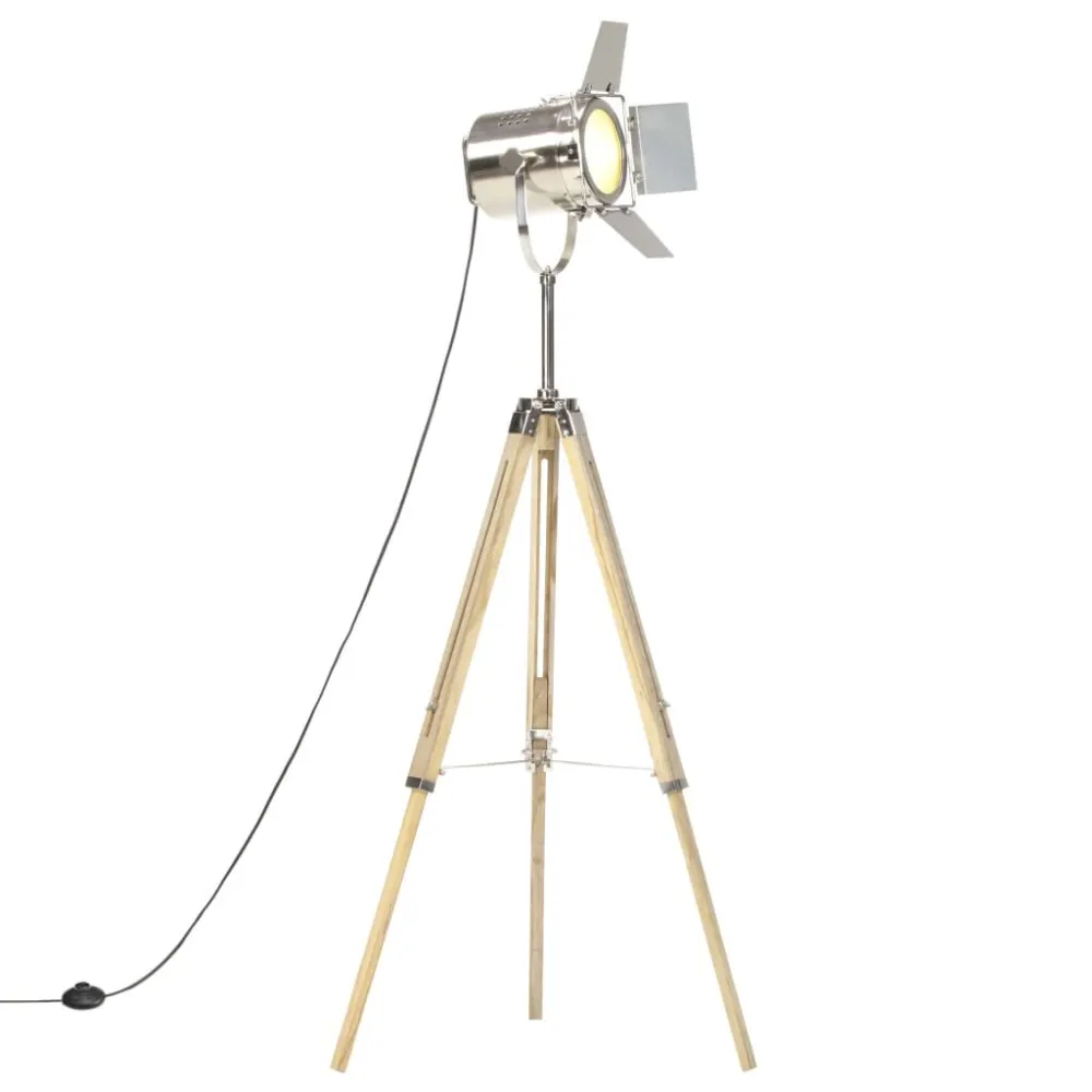 Candeeiro de chão tripé 140 cm madeira mangueira maciç vidaXL