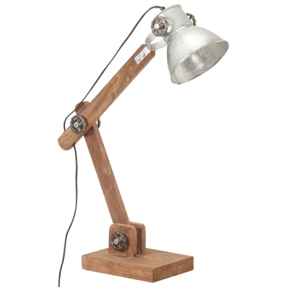 Candeeiro secretária industrial redondo 58x18x90cm E27 prateado vidaXL
