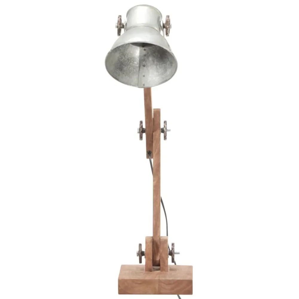Candeeiro secretária industrial redondo 58x18x90cm E27 prateado vidaXL