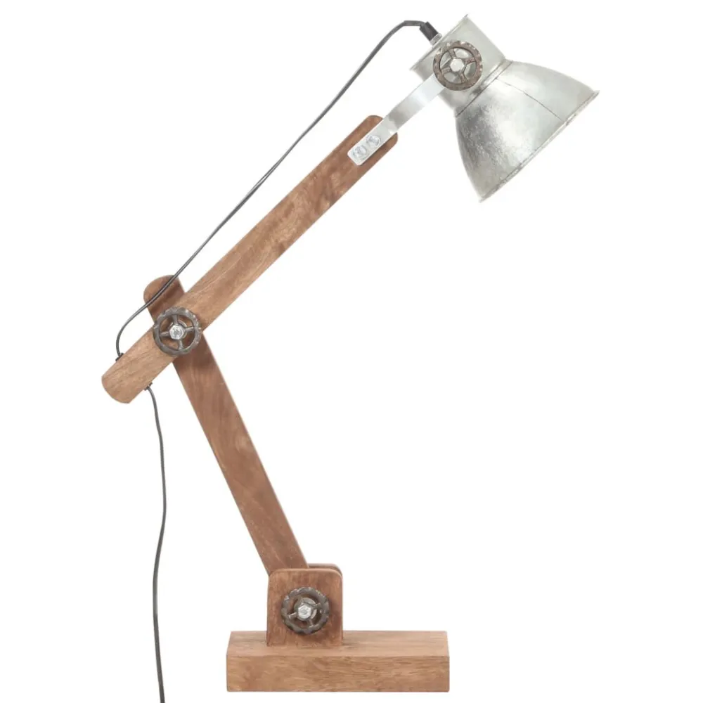 Candeeiro secretária industrial redondo 58x18x90cm E27 prateado vidaXL