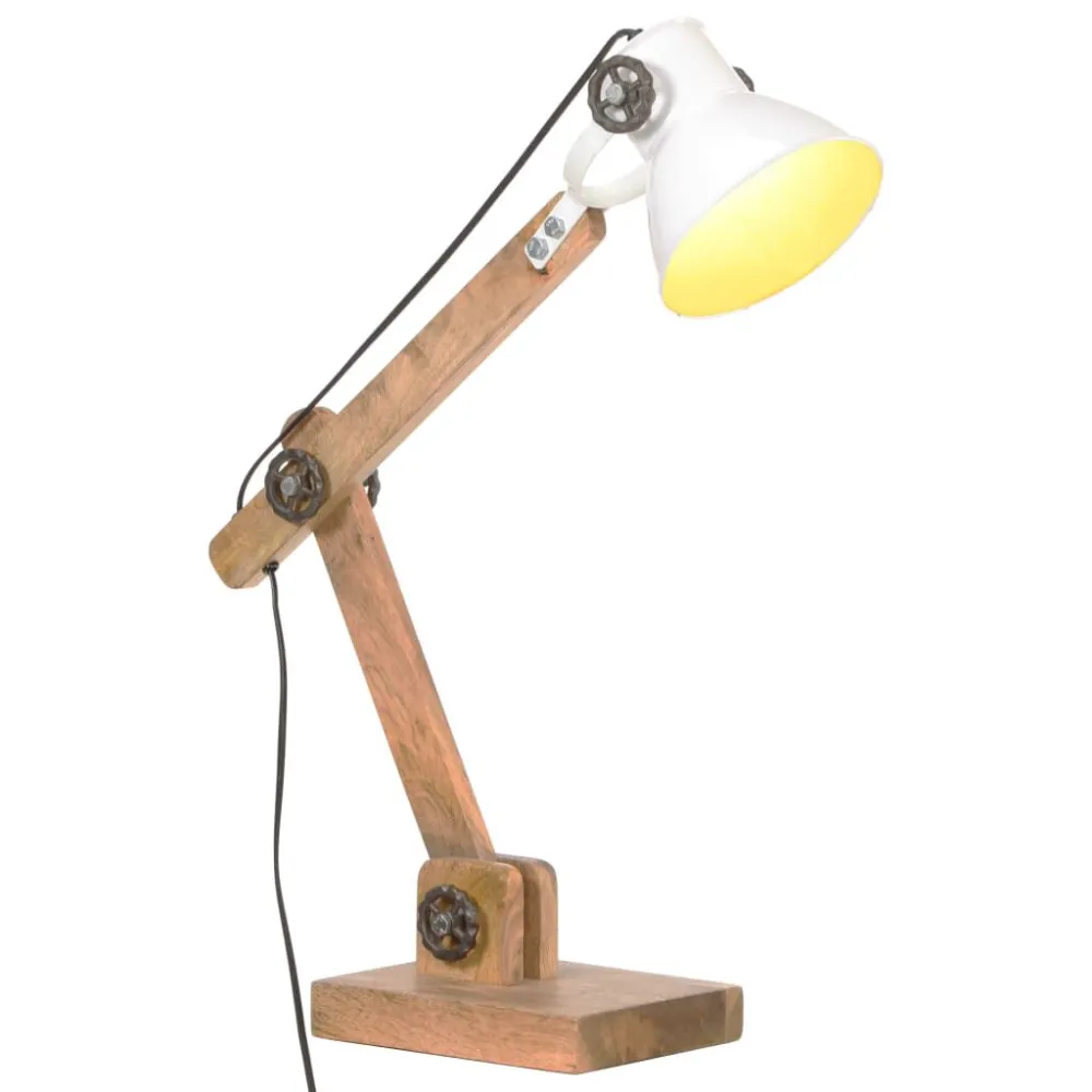 Candeeiro secretária industrial redondo 58x18x90cm E27 branco vidaXL