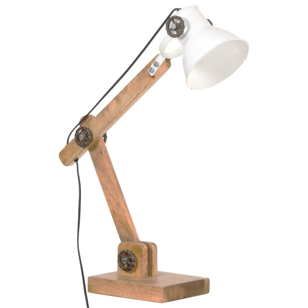 Candeeiro secretária industrial redondo 58x18x90cm E27 branco vidaXL