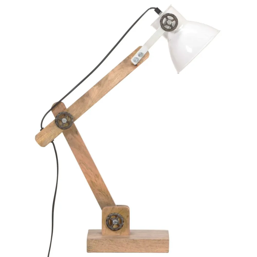 Candeeiro secretária industrial redondo 58x18x90cm E27 branco vidaXL