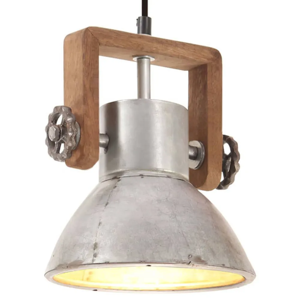 Candeeiro suspenso industrial redondo 25 W 19 cm E27 prateado vidaXL