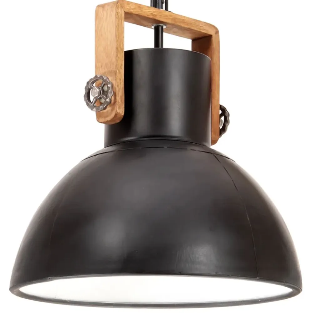 Candeeiro suspenso industrial redondo 25 W 40 cm E27 preto vidaXL