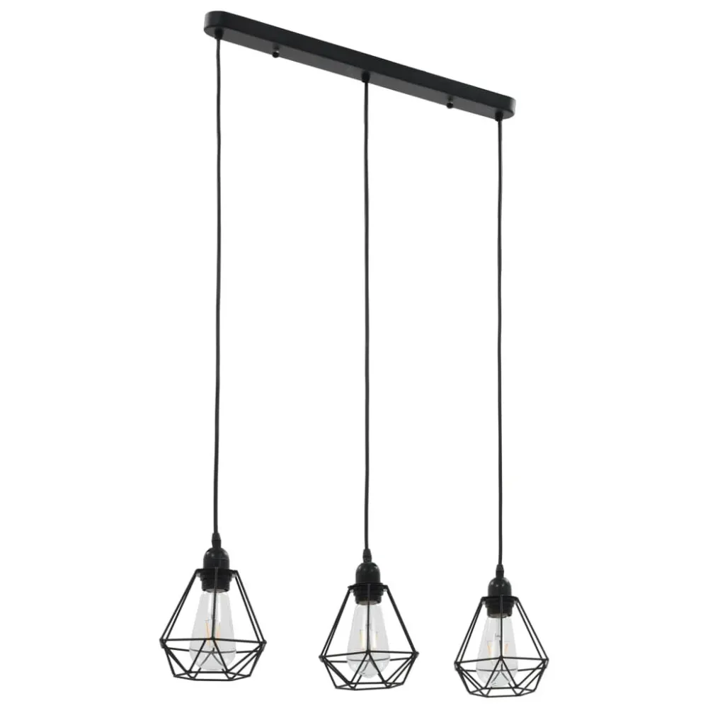 Candeeiro de teto com design diamante 3 lâmpadas E27 preto vidaXL