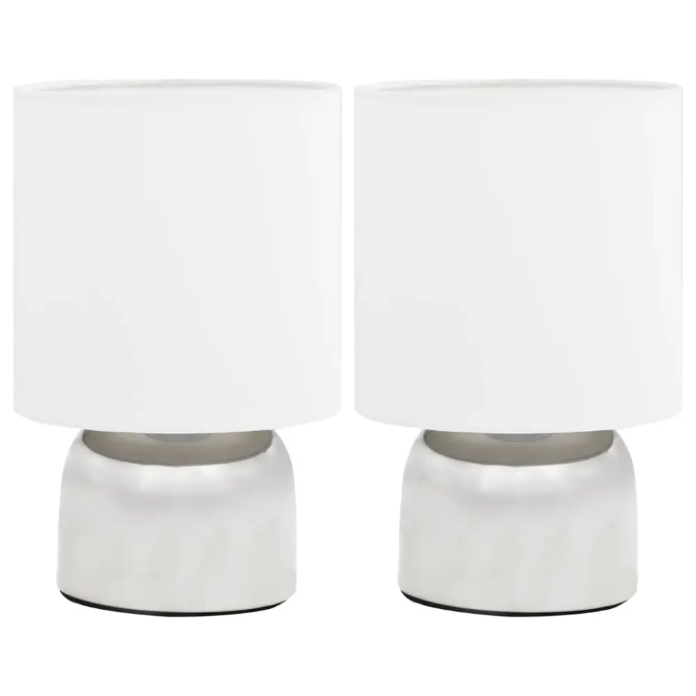 Candeeiros de secretária ativados por toque 2 pcs branco E14 vidaXL