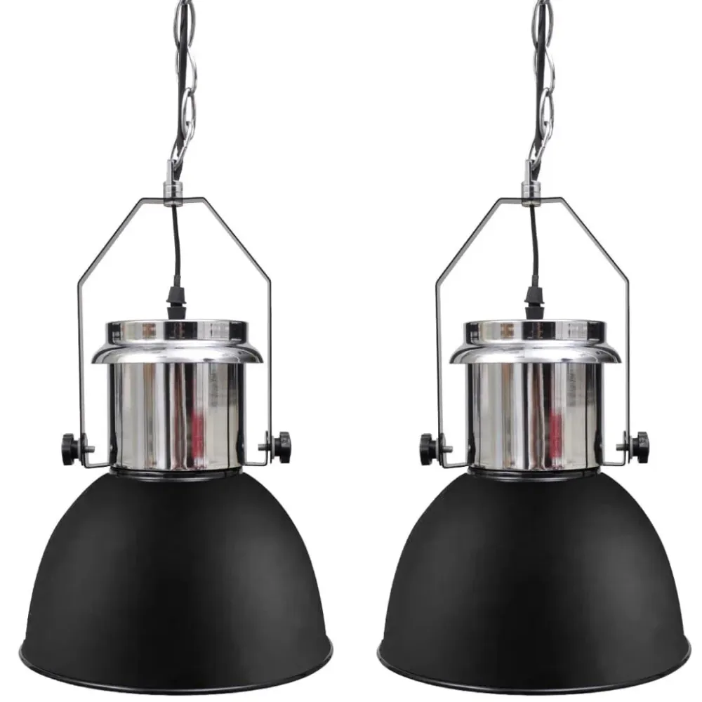 Candeeiros de teto em metal 2 pcs altura ajustável preto vidaXL