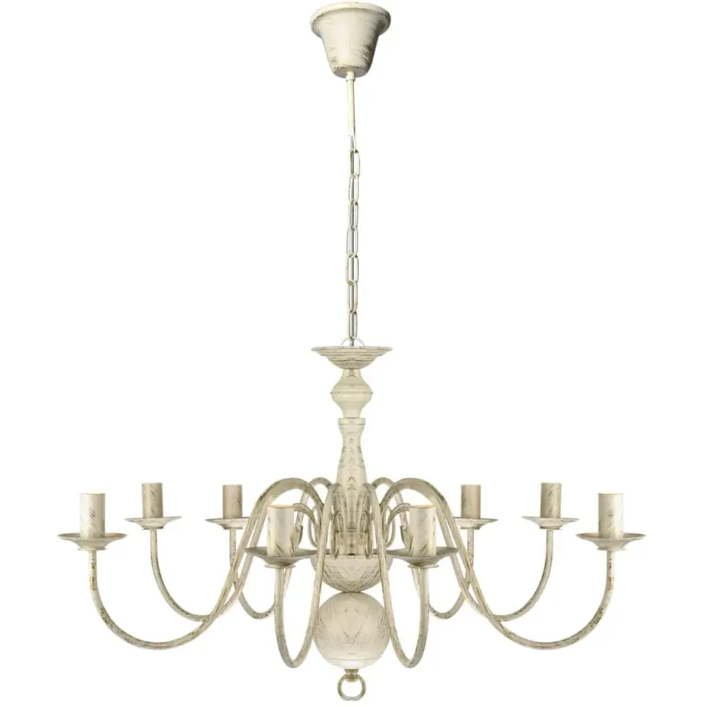 Candelabro de metal branco antigo com 8 lâmpadas E14 vidaXL