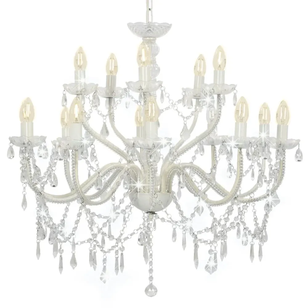Lustre com 2 andares branco 15 x lâmpadas E14 vidaXL