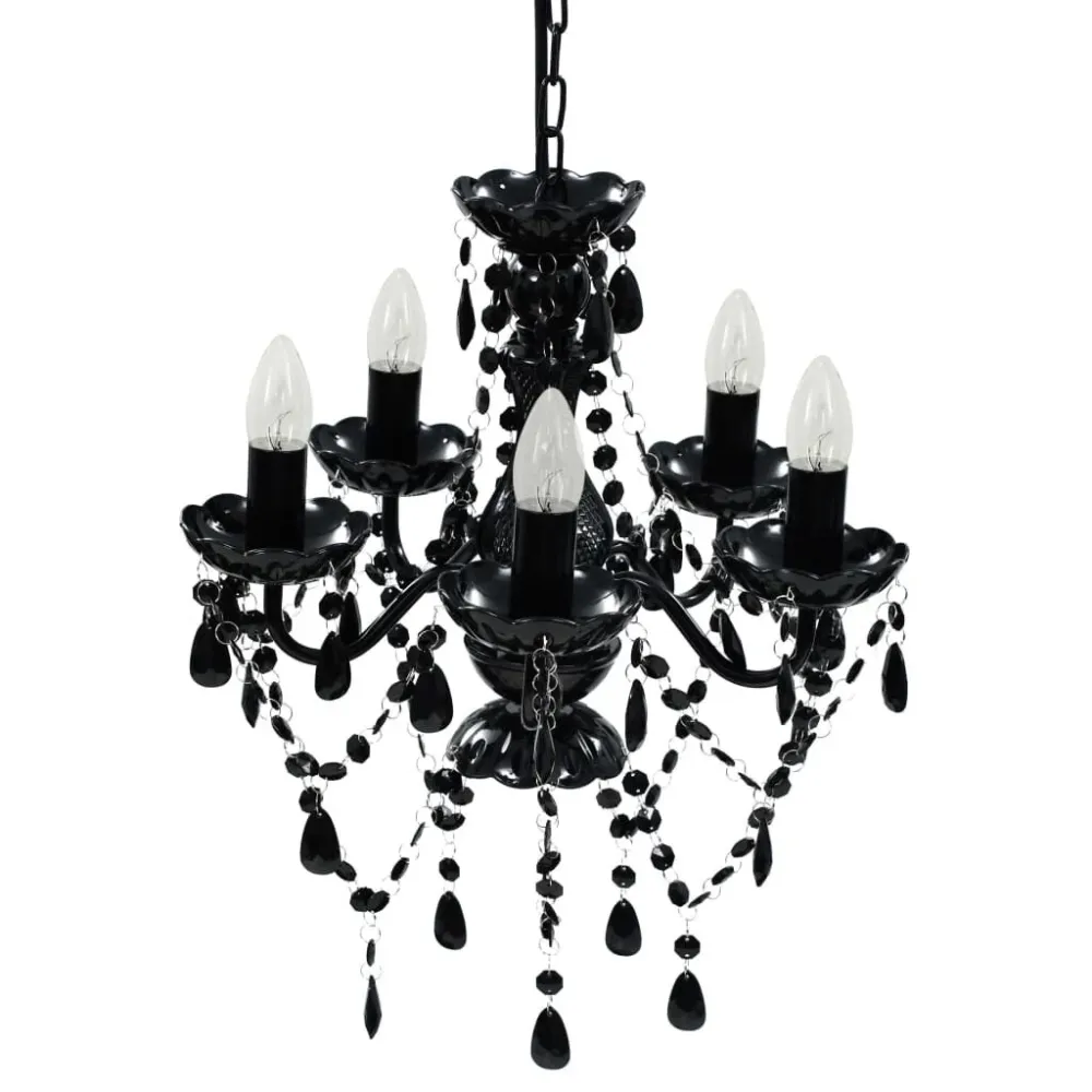 Lustre preto com 5 lâmpadas vidaXL