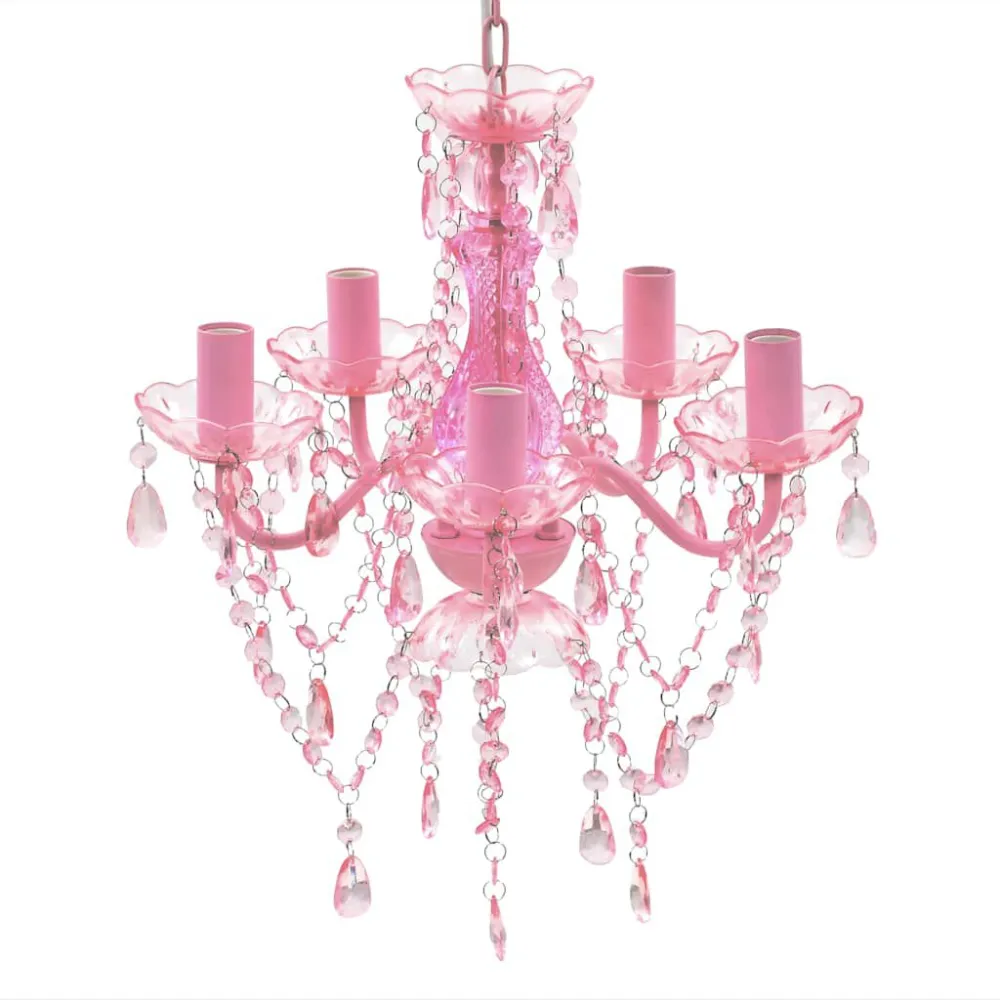 Lustre rosa com 5 bulbos vidaXL