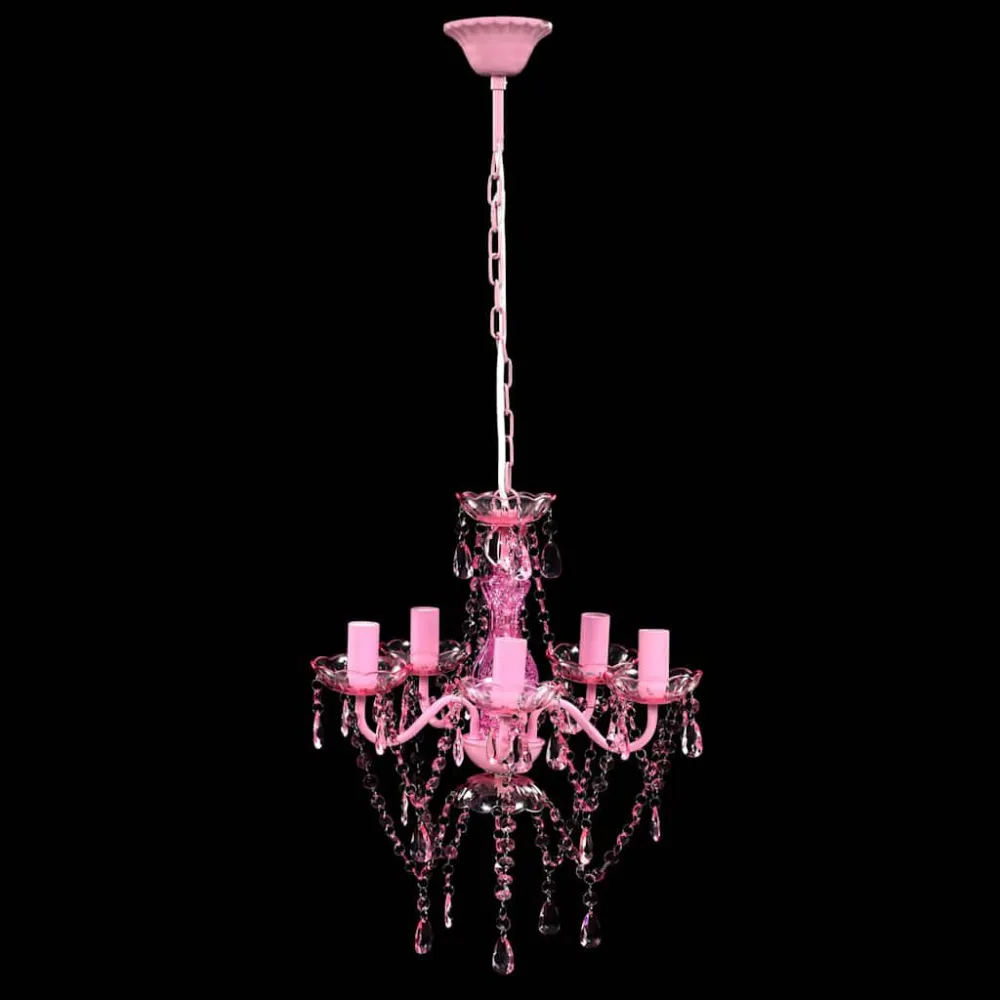 Lustre rosa com 5 bulbos vidaXL