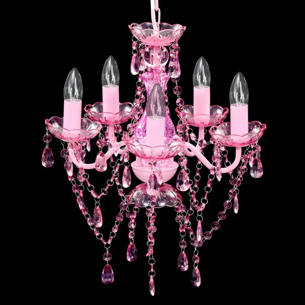 Lustre rosa com 5 bulbos vidaXL