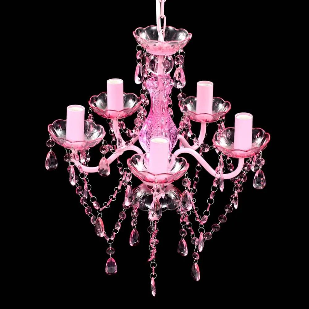 Lustre rosa com 5 bulbos vidaXL