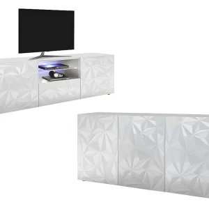 Filamento Edison Vintage Conjunto aparador e móvel de TV - Sala de estar luminosa ERIS - Lacado branco