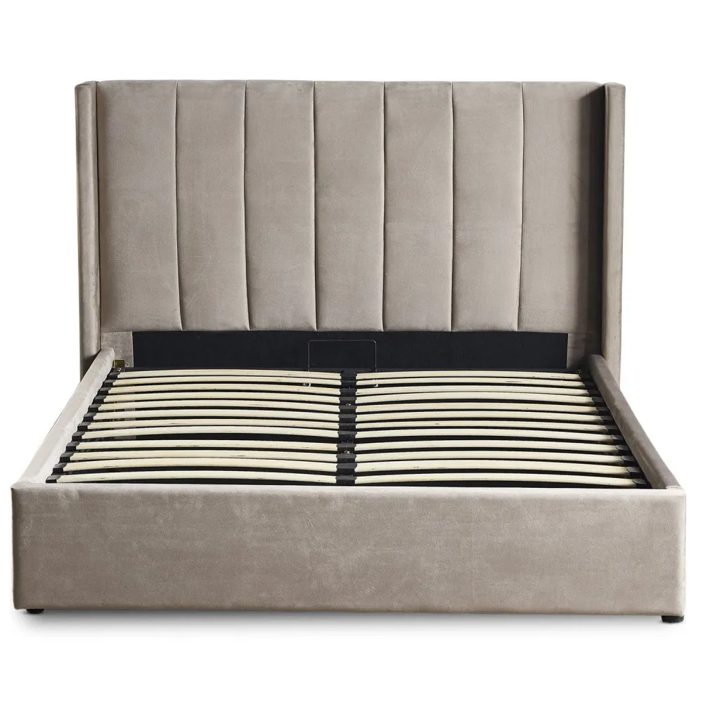 Smart Bulb Wi-Fi Cama de casal Magorial com base elevatória 160x200cm Veludo Taupe