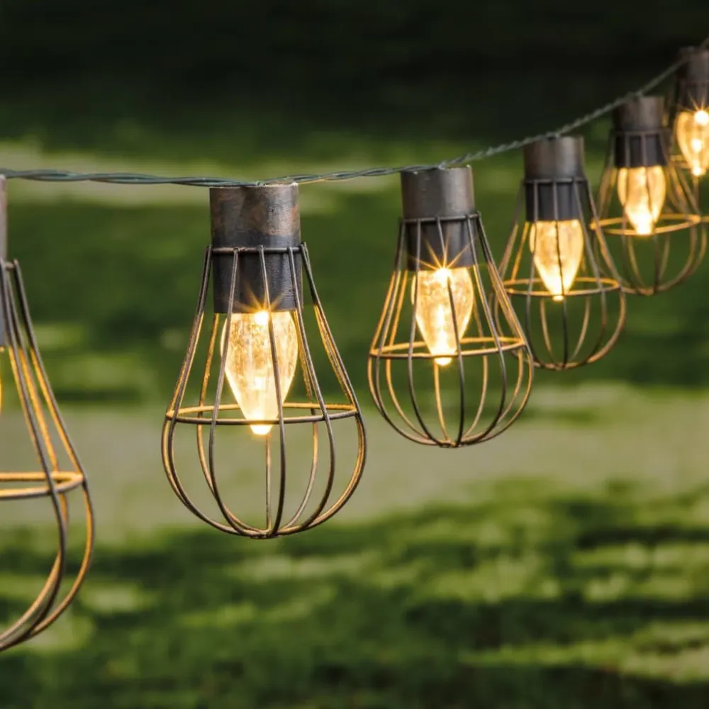 HI Corrente de iluminação solar LED para jardim 10 pcs 5,5 cm Cabo 5 Metros