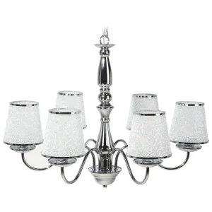 Lustre em metálico prateado para 6 lâmpadas BRADANO