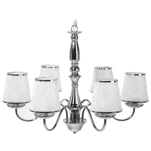 Lustre em metálico prateado para 6 lâmpadas BRADANO