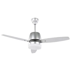 Ventoinha de teto prateada com luz LED MLAVA Alumínio Anodizado