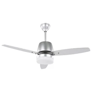 Ventoinha de teto prateada com luz LED MLAVA Alumínio Anodizado