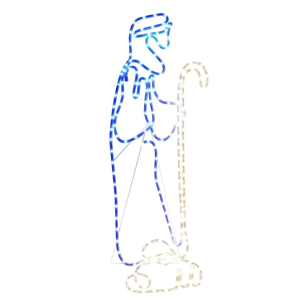 Abajur de Papel Figura natalícia de pastor e cordeiro com 168 LEDs 102,5x35 cm