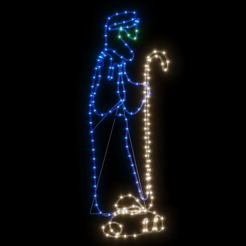 Abajur de Papel Figura natalícia de pastor e cordeiro com 168 LEDs 102,5x35 cm