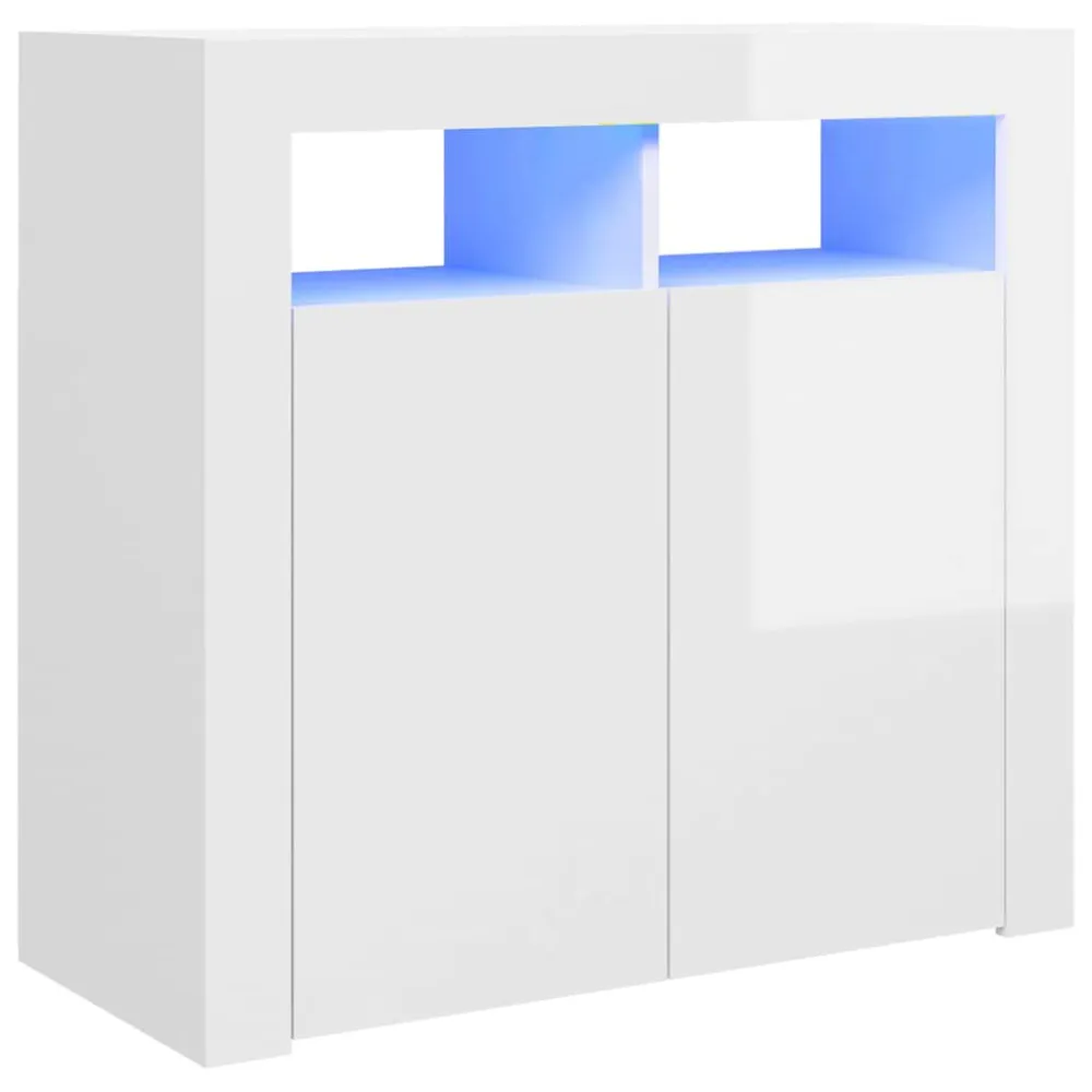 Aparador com luzes LED 80x35x75 cm branco radiante