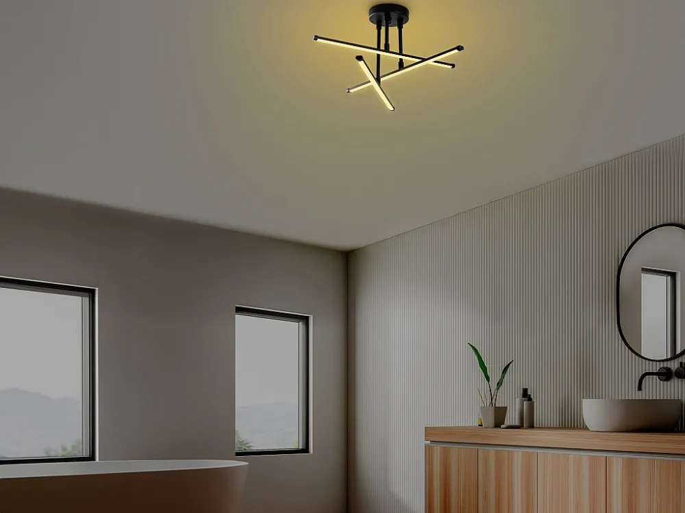 Candeeiro de teto LEDs metálico C51 x L26 x A51 cm - preto - HERAS Cordão 3 Metros