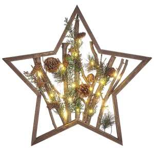 Figura decorativa LED em madeira escura 46 cm DOKKA por Artesão Local