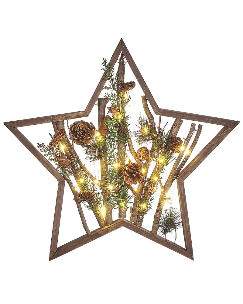 Figura decorativa LED em madeira escura 46 cm DOKKA por Artesão Local