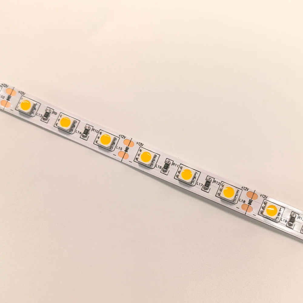Fita LED 5050 60Leds/M 12W 1200LM 10MM 12V 5M IP20 LED7 Cordão 3 Metros