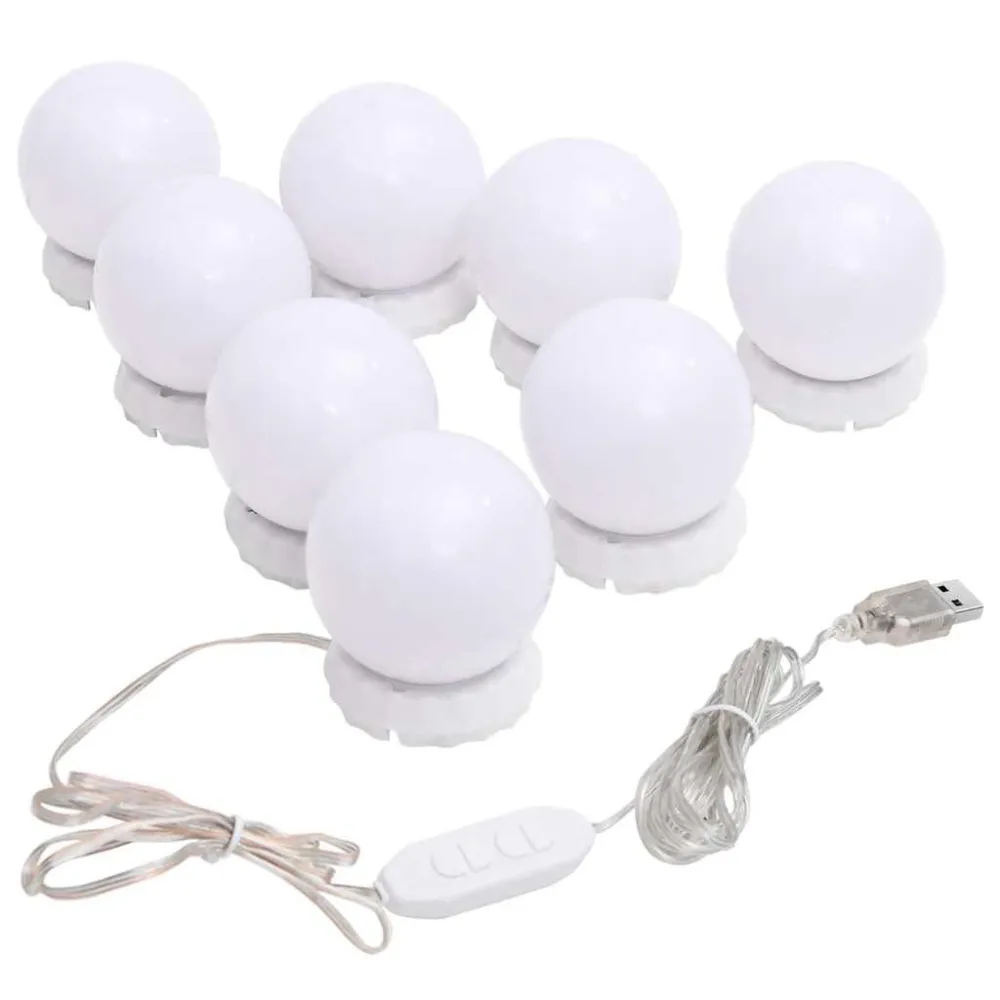 Iluminação de espelho com 8 lâmpadas LED branco ardente e frio
