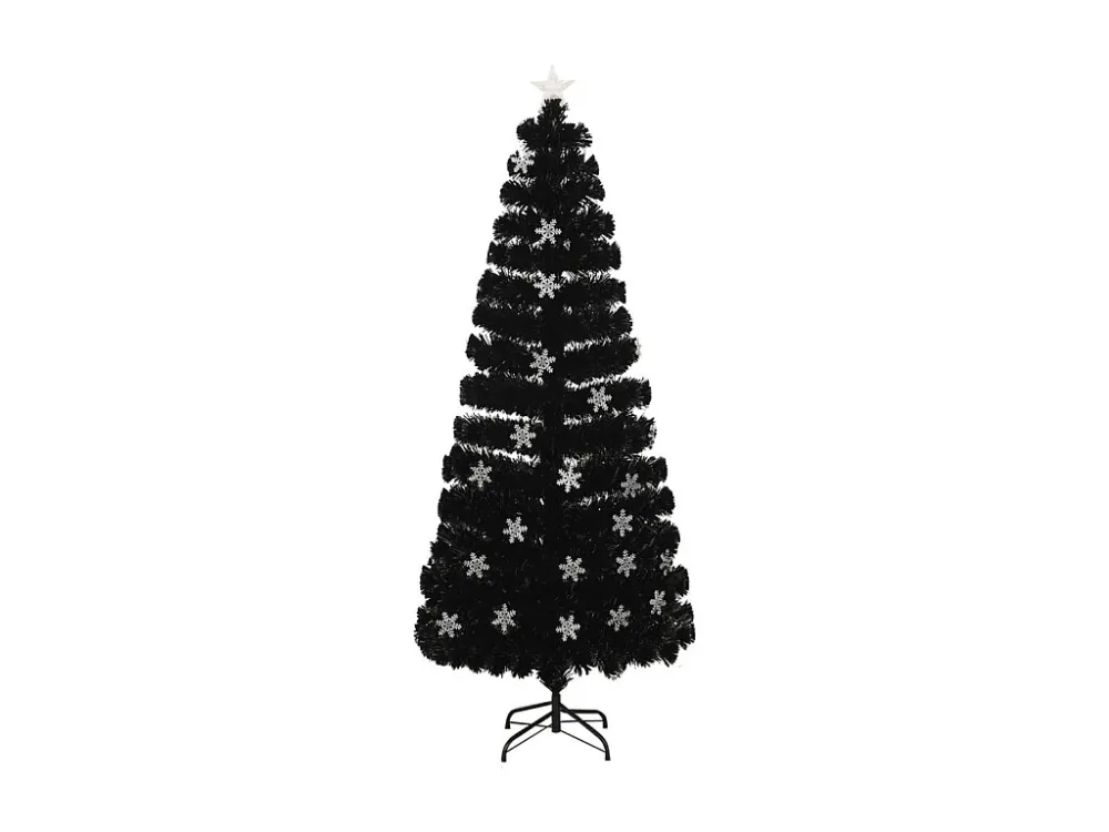 Kit de Iluminação Temática Completo Árvore de Natal com flocos de neve LED 210 cm fibra ótica preto