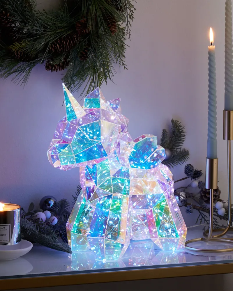 LED Decoration Unicorn Multicolour FORNAX em Bronze Escovado
