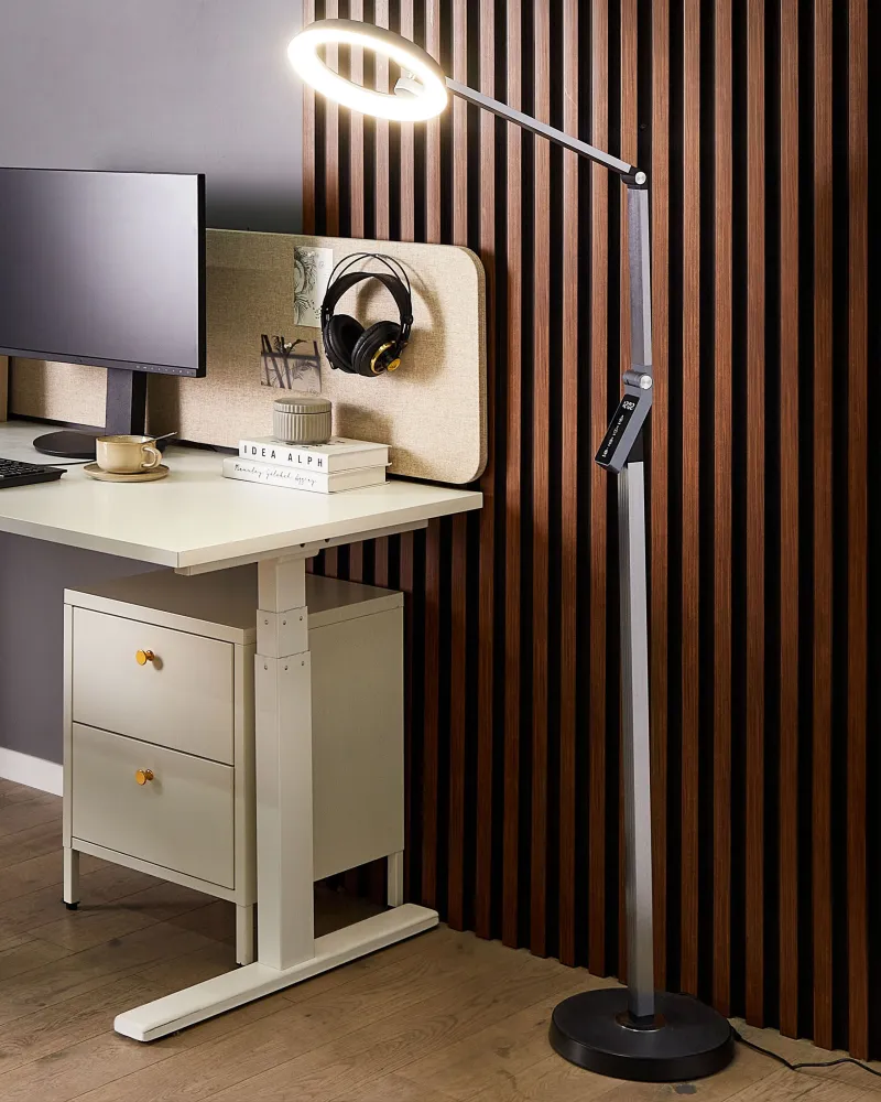 LED Floor Lamp Dark Grey CARINA em Bronze Escovado