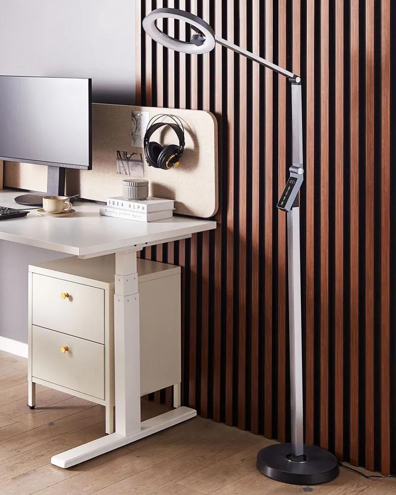LED Floor Lamp Dark Grey CARINA em Bronze Escovado
