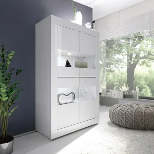 Luminária de Chão Vitrina LED design - 4 portas - Branco lacado COMETE