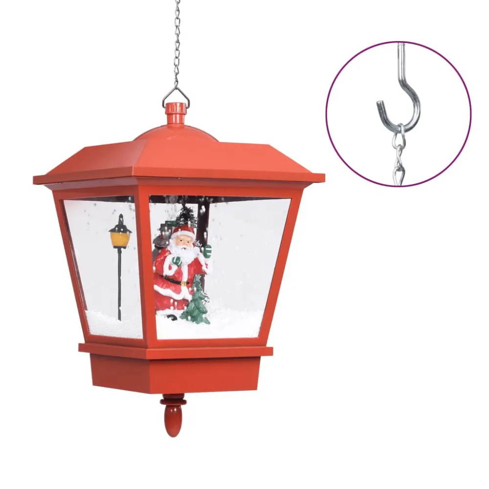 Luminária de Mesa Candeeiro de teto com luzes LED e Pai Natal 27x27x45 cm vermelho