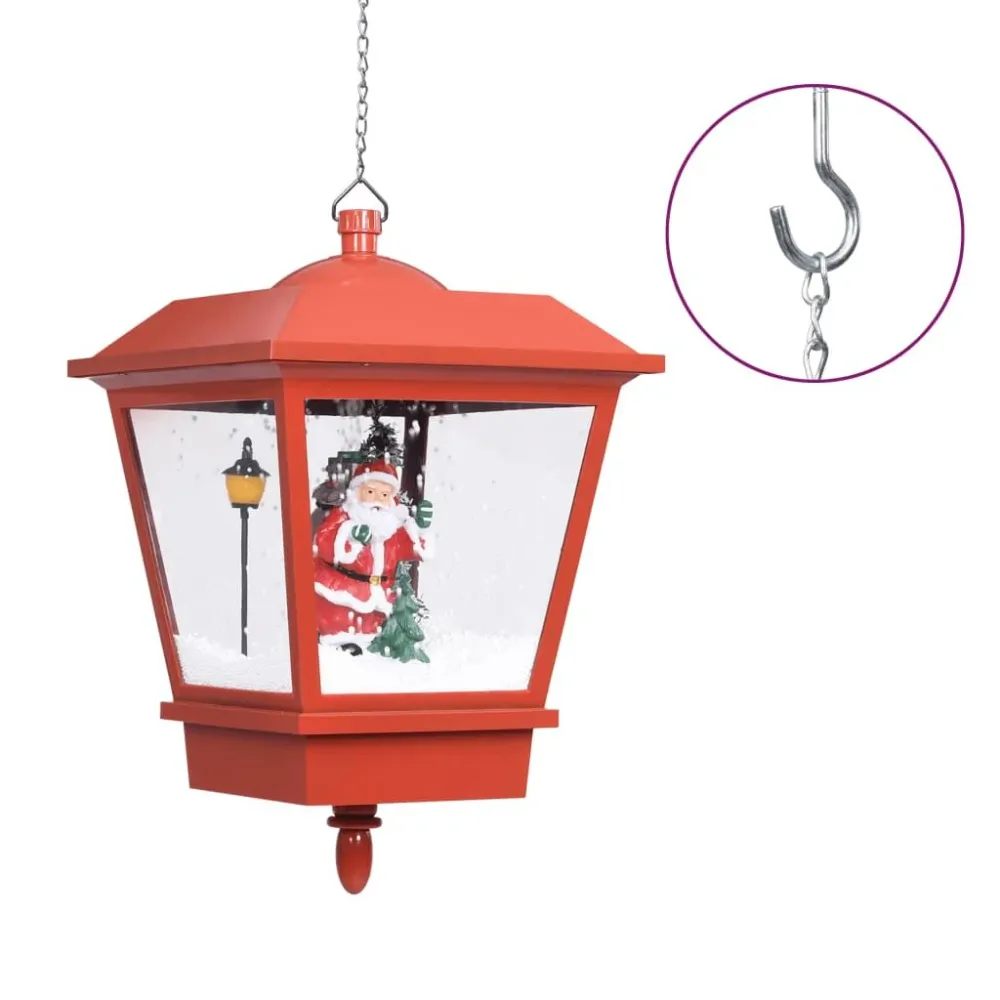 Luminária de Mesa Candeeiro de teto com luzes LED e Pai Natal 27x27x45 cm vermelho