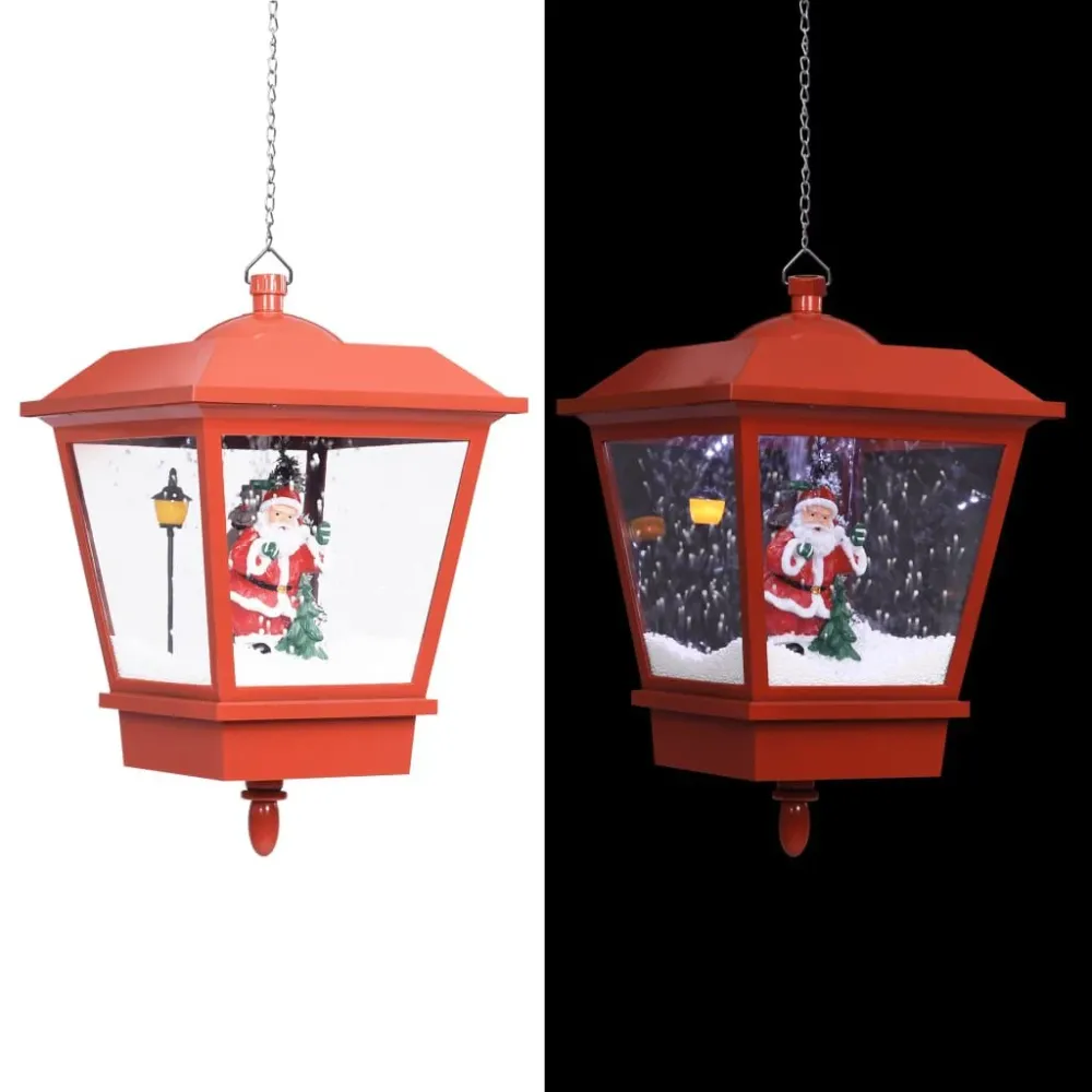 Luminária de Mesa Candeeiro de teto com luzes LED e Pai Natal 27x27x45 cm vermelho
